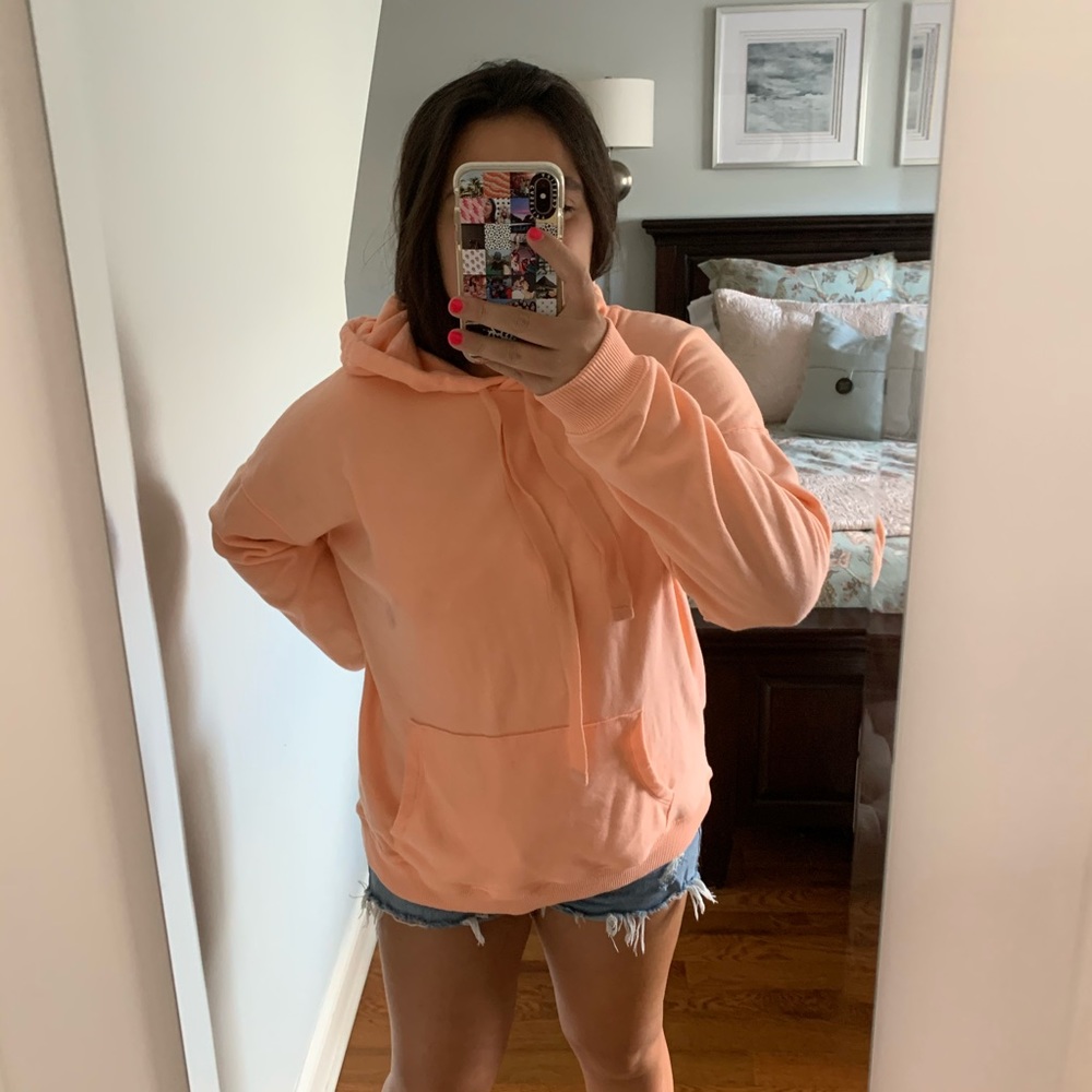 orangy pink hoodie